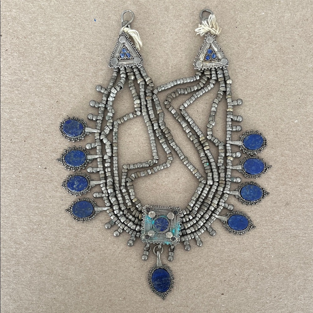 Elegant Silver and Blue Statement Necklace